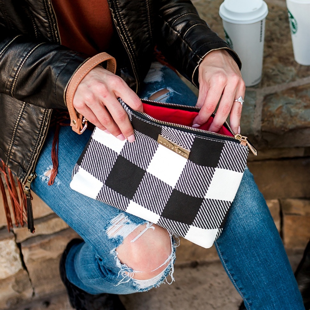 Buffalo Check Plaid Clutch Bag by White Elm